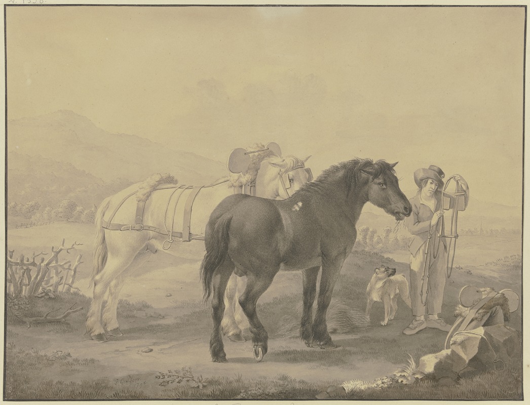 French horses by Иоганн Георг Пфорр, 1798 — digital art print download