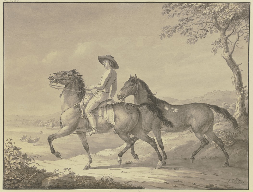 Hungarian horses by Иоганн Георг Пфорр, 1794 — digital art print download