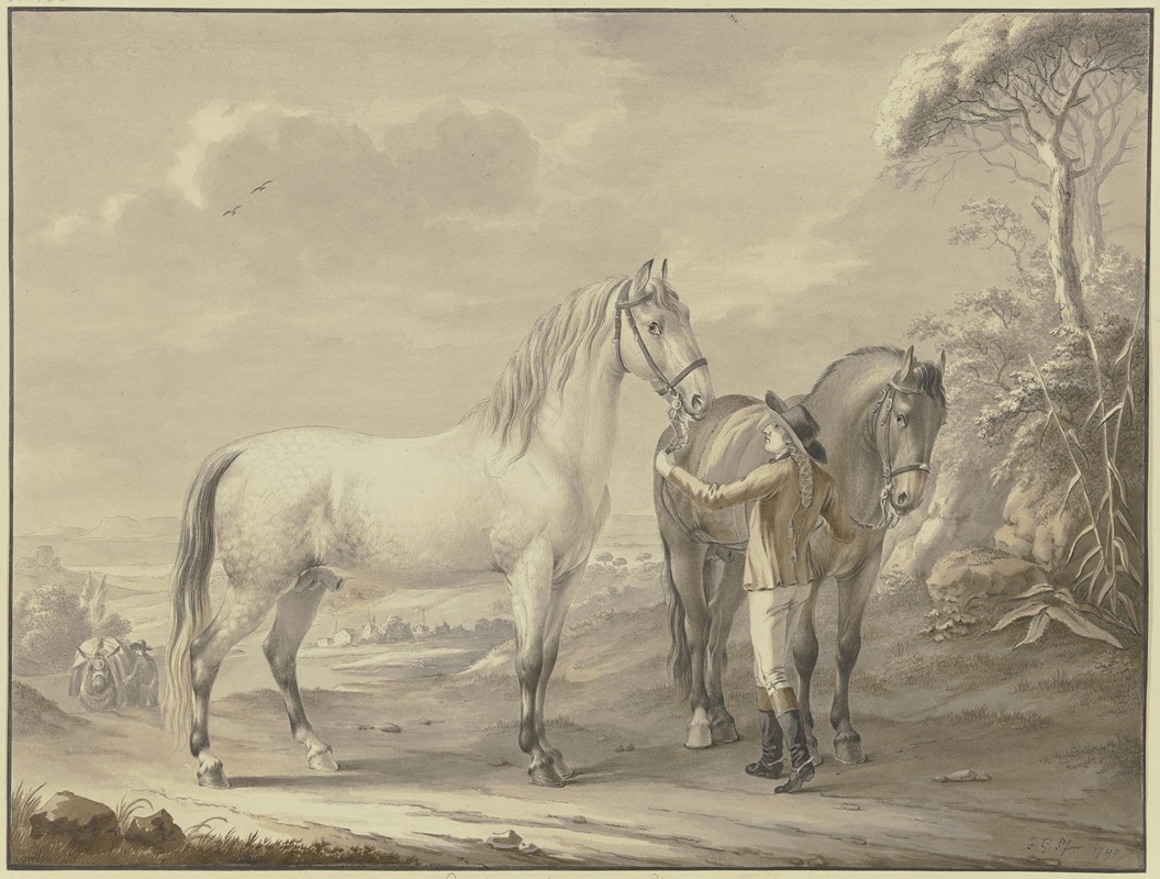 Neapolitan horses by Johann Georg Pforr, 1790 — digital art print download