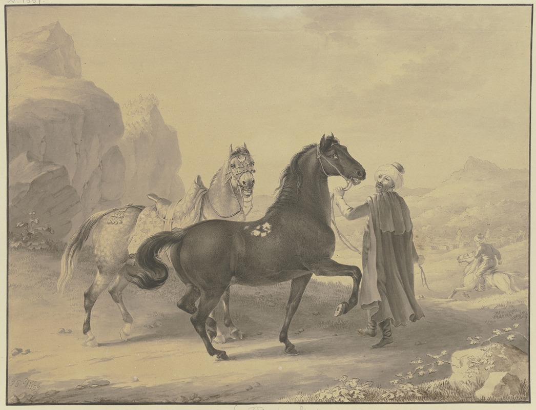 Turkish horses by Johann Georg Pforr, 1796 — digital art print download