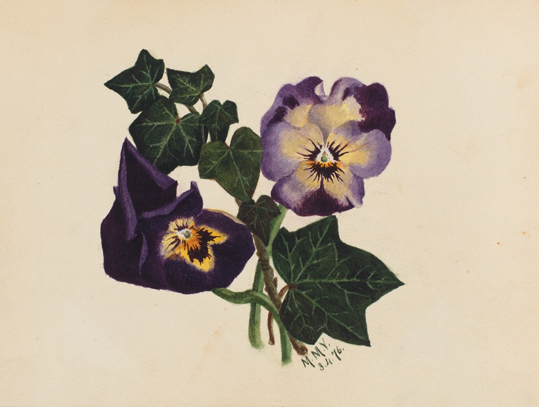 Pansies and Ivy by Мэри Вокс Уолкотт, 1876 — digital art print download