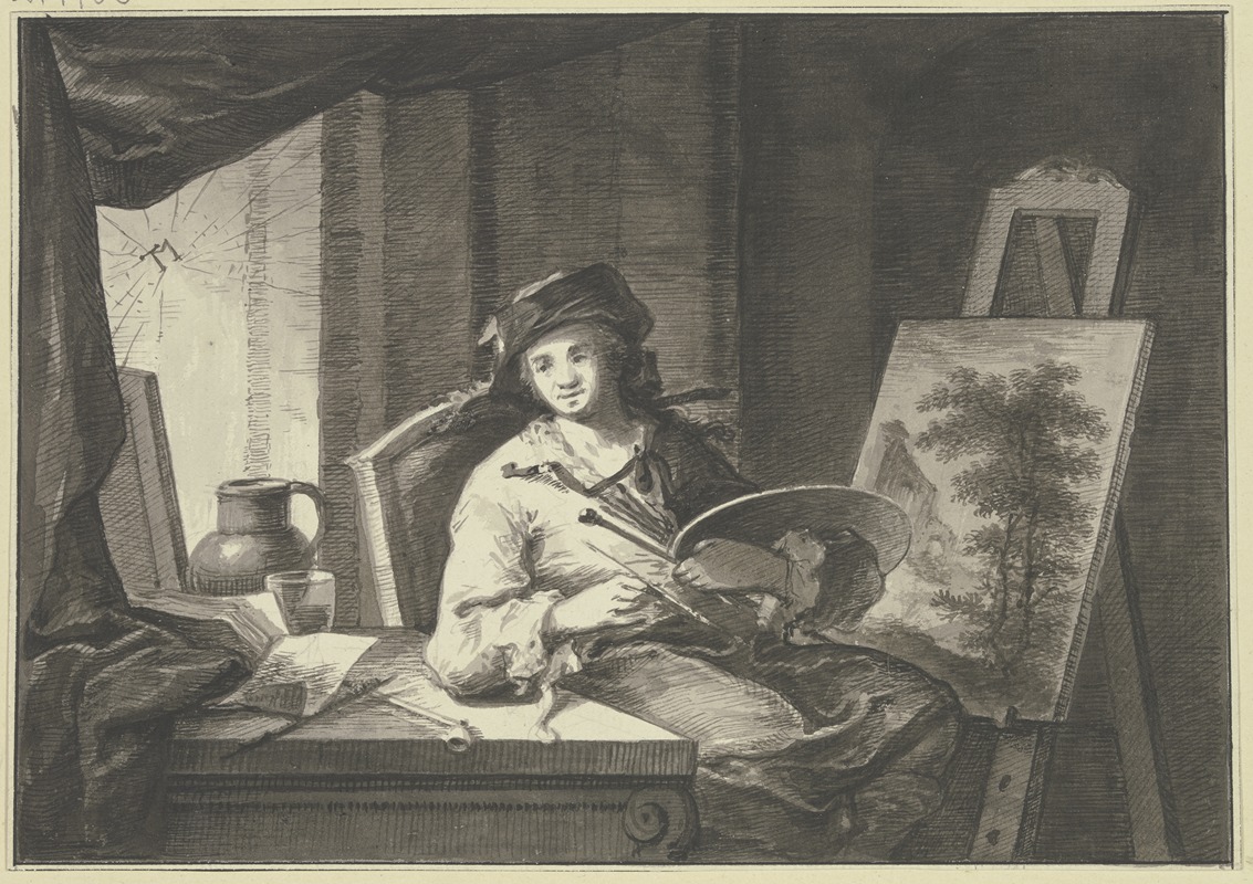 Ein Maler in seinem Atelier by Иоганн Георг Траутман — digital art print download