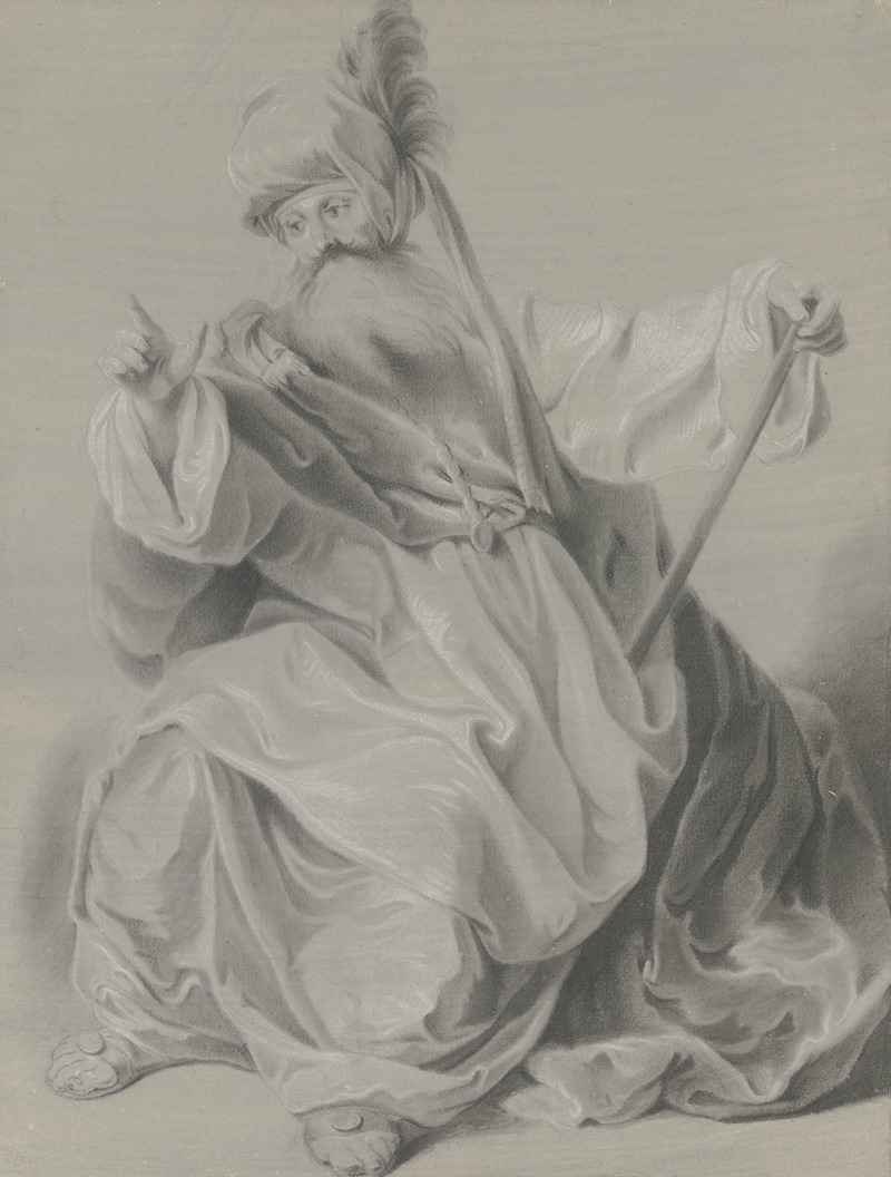 Gewandfigur mit einem Turban by Johann Georg Trautmann — digital art print download