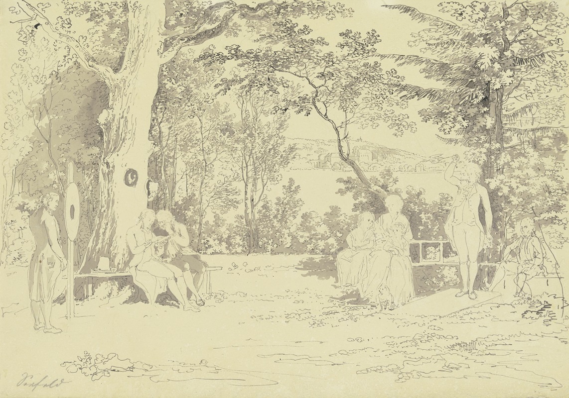 Spielende Gesellschaft im Park by Иоганн Георг фон Диллис — digital art print download