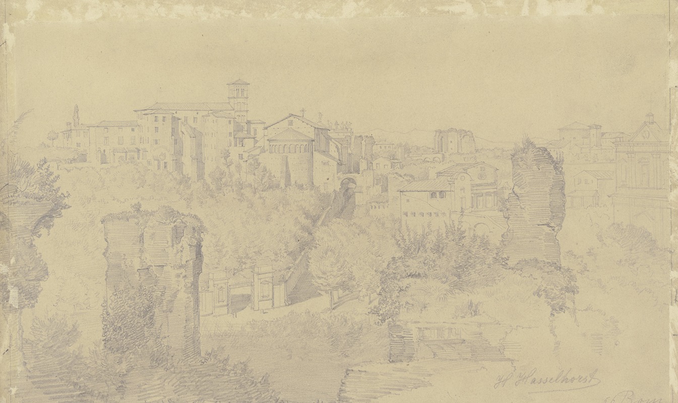 Das Forum Boarium in Rom by Иоганн Генрих Хассельхорст, 1856 — digital art print download