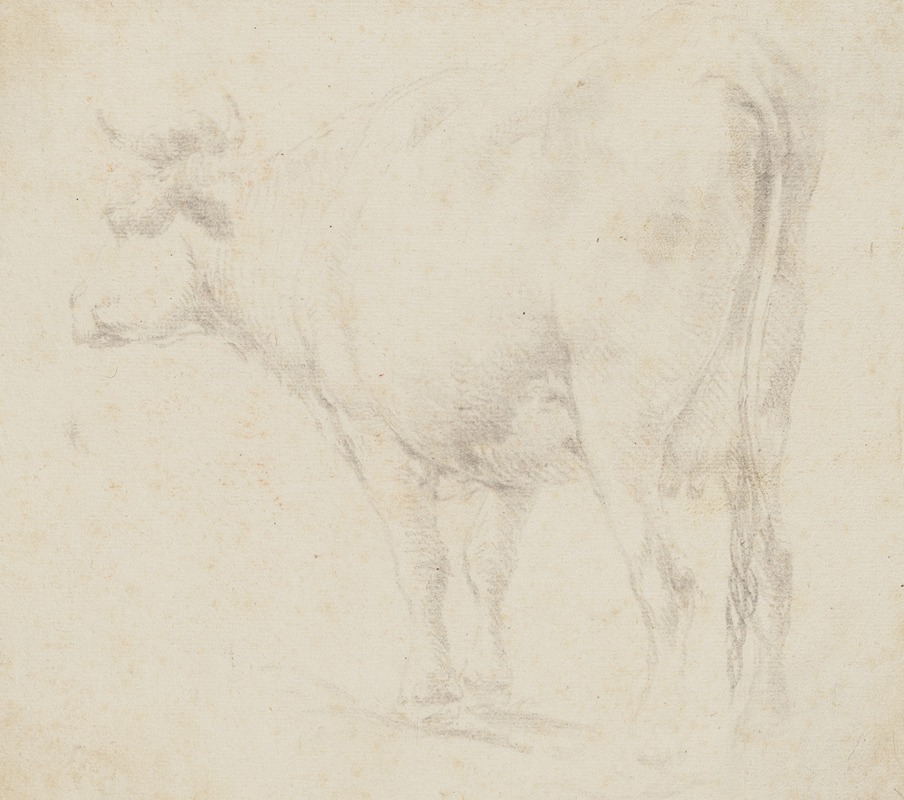 Standing cow to the left by Иоганн Генрих Роос — digital art print download
