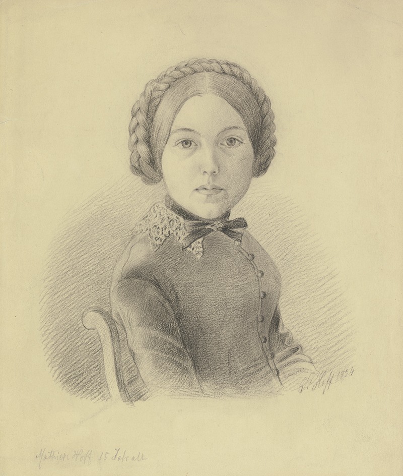 Bildnis Mathilde Hoff, Schwester des Künstlers by Johann Jakob Hoff, 1854 — digital art print download