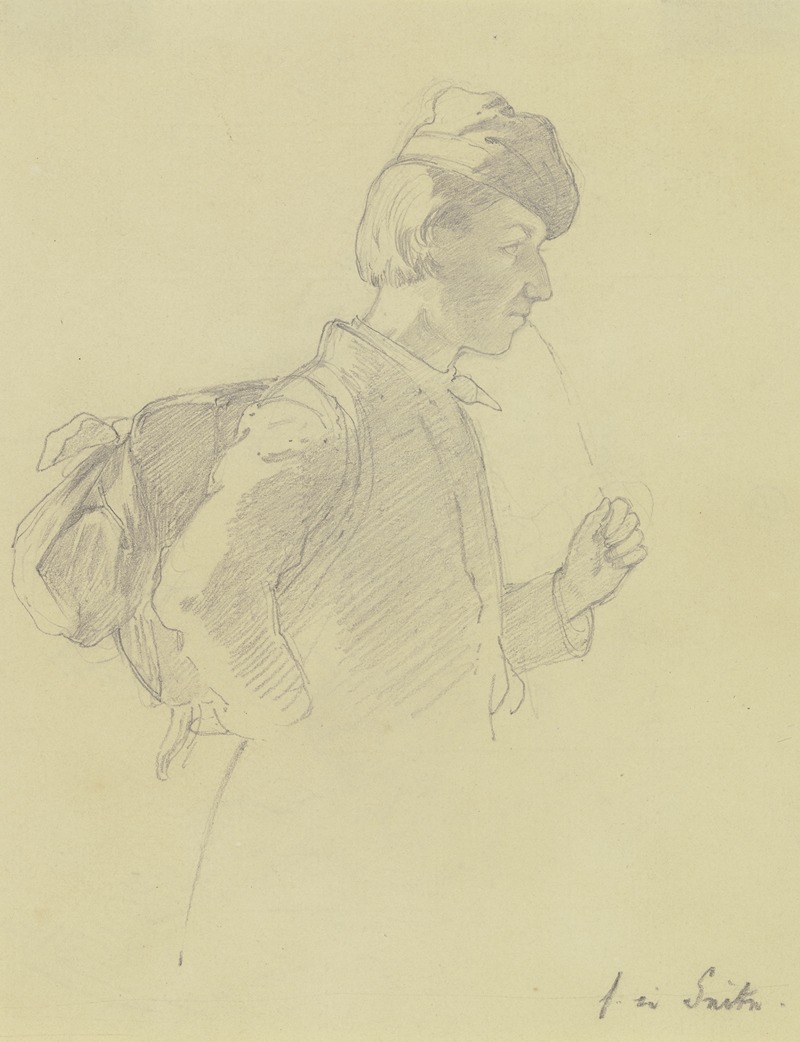 Handwerksbursche, halbe Figur, Profil nach rechts by Johann Jakob Hoff — digital art print download
