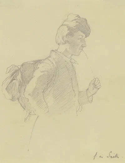 Handwerksbursche, halbe Figur, Profil nach rechts by Johann Jakob Hoff — digital art print download