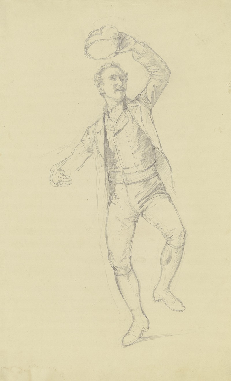 Hessischer Bauernbursche, ganze Figur tanzend — Johann Jakob Hoff