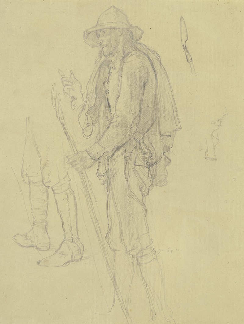 Schäfer, ganze Figur, Profil nach links — Johann Jakob Hoff