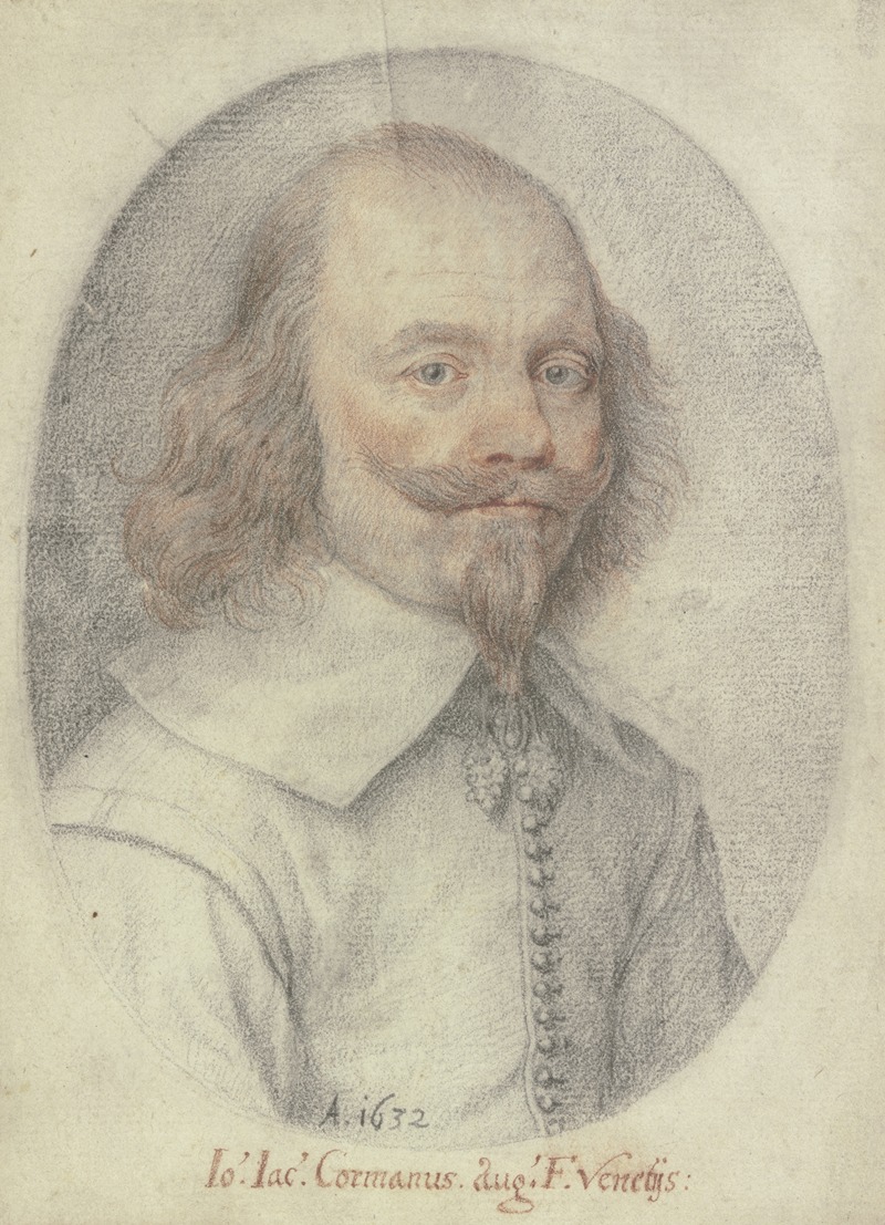 Bildnis eines Mannes mit Spitzbart und herabwallendem Haar im Oval by Johann Jakob Kornmann, 1632 — digital art print…