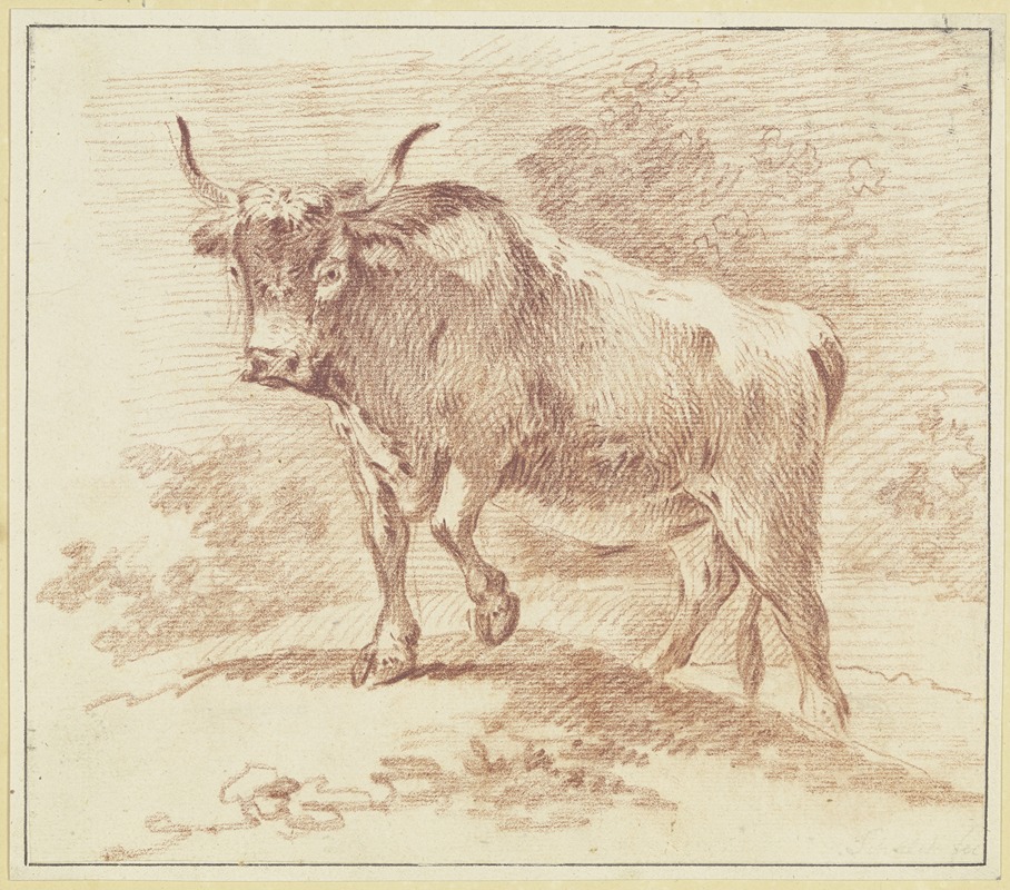 Stehender Ochse nach links by Johann Jakob Schalch — digital art print download