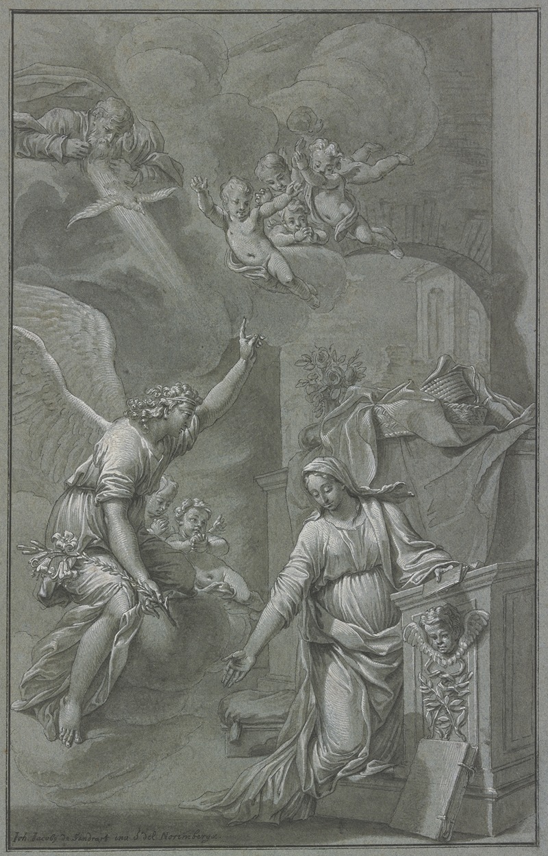 The Annunciation by Johann Jakob von Sandrart — digital art print download