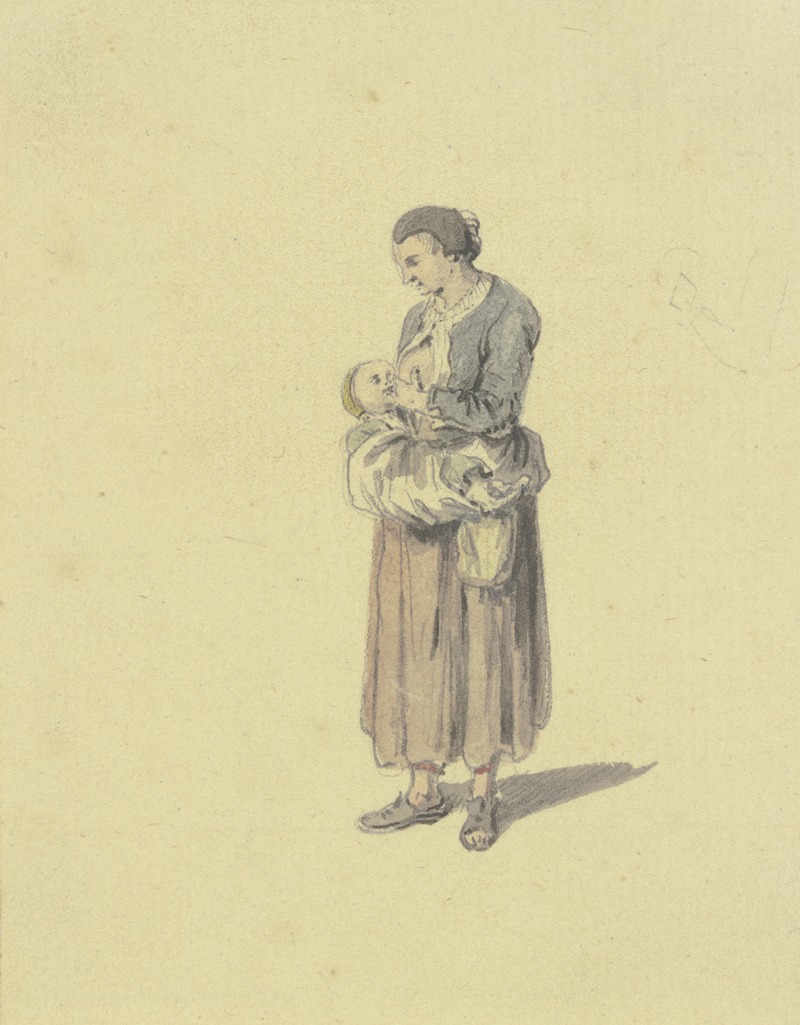 Breast-feeding woman by Иоганн Людвиг Аберли — digital art print download