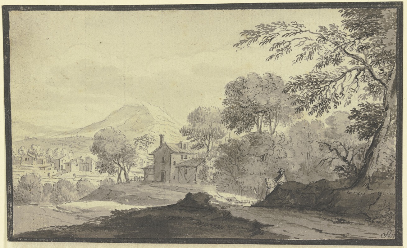 Haus an einem Weg by Иоганн Людвиг Аберли, 1744 — digital art print download