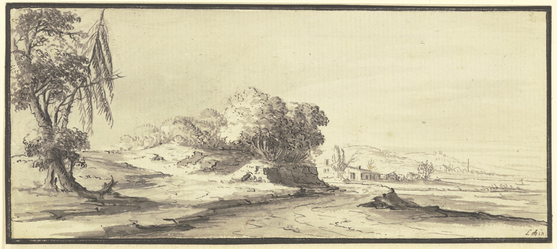 Weite, hügelige Landschaft mit einer Straße by Иоганн Людвиг Аберли, 1744 — digital art print download