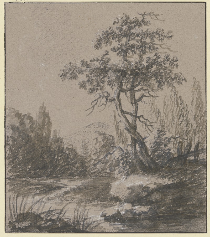 Landschaft mit zwei Bäumen am Wasser — Иоганн Людвиг Эрнст Морганштерн