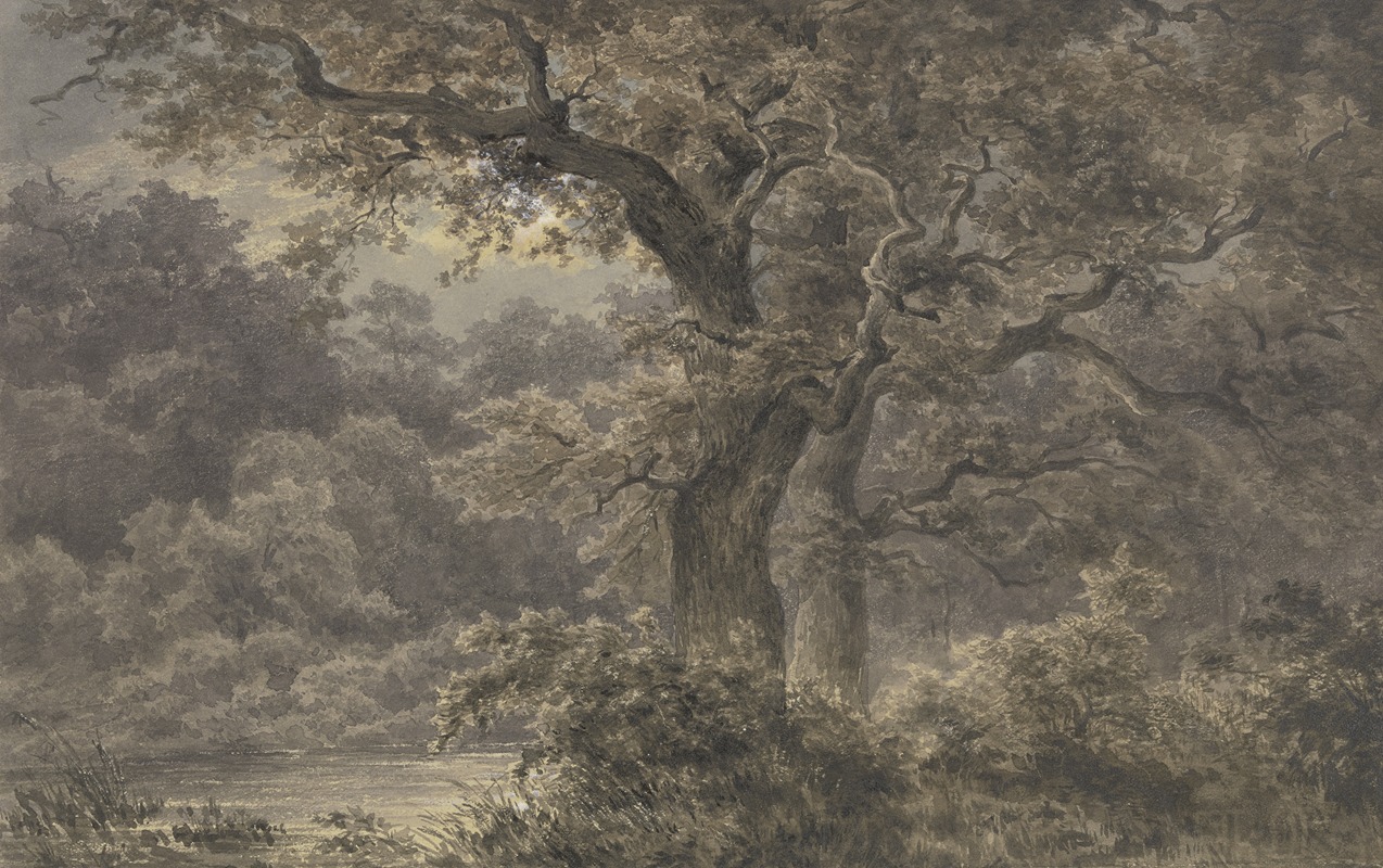 Oak trees in the forest by Johann Wilhelm Schirmer — digital art print download