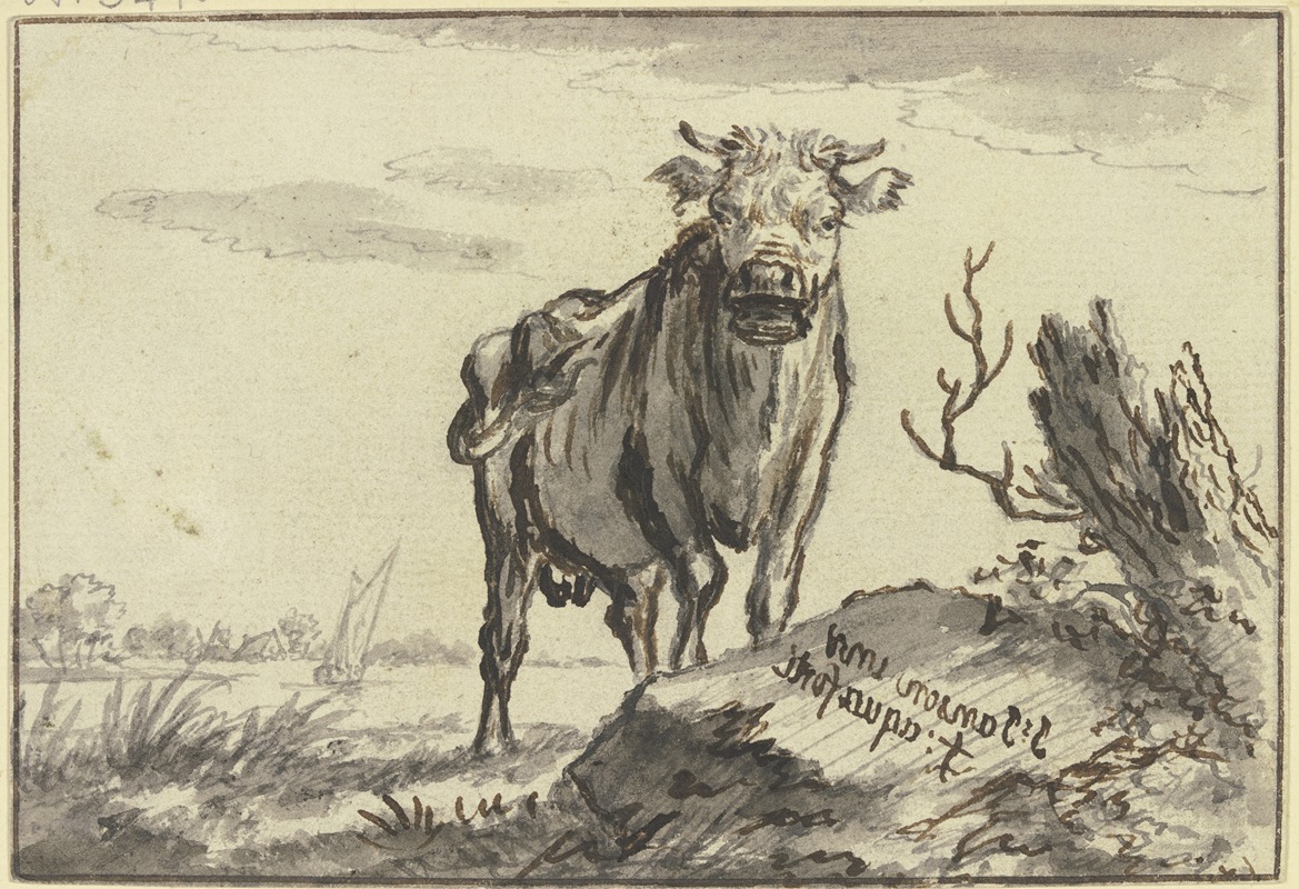 Ein Stier von vorne gesehen bei einem Baumstamm — Johannes Janson