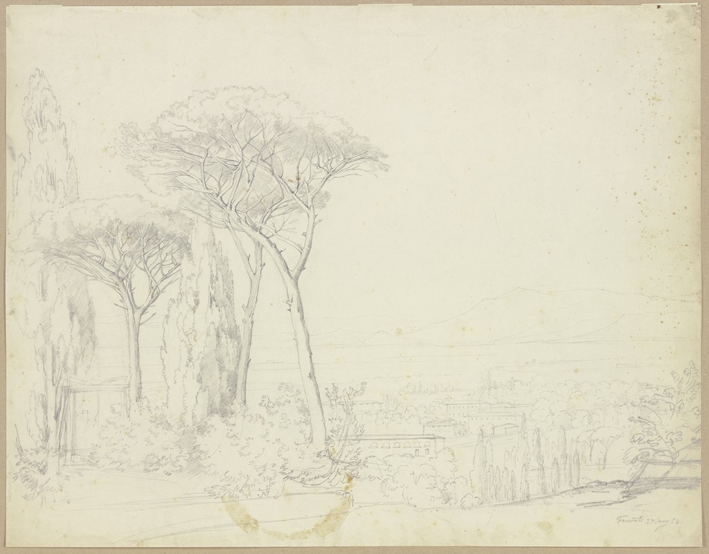 View of Frascati by Johannes Thomas, 1824 — digital art print download