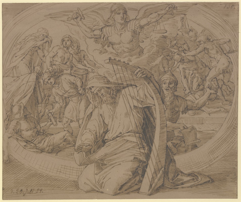 David der Psalmist – Buße by Julius Schnorr von Carolsfeld, 1854 — digital art print download