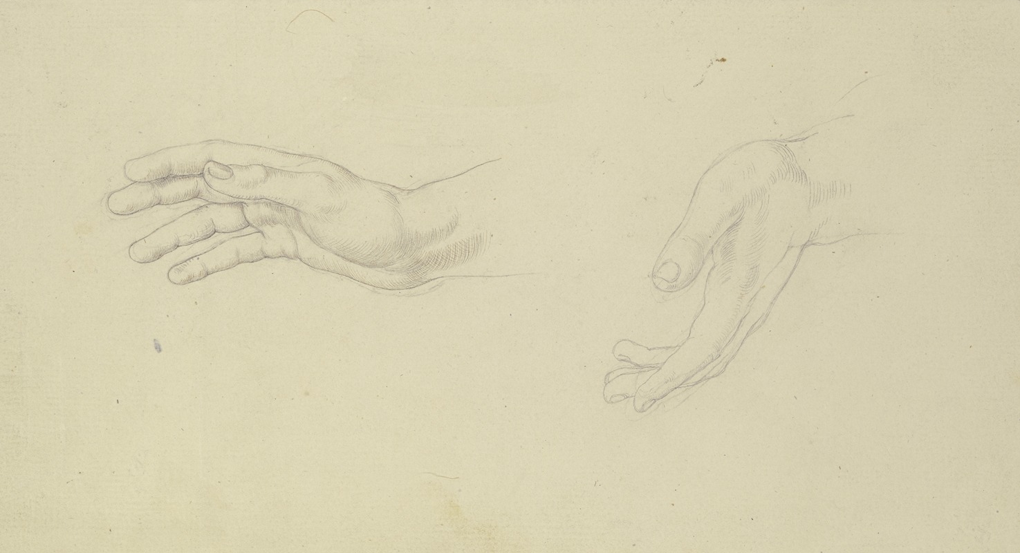 Gesten einer rechten und einer linken Hand by Julius Schnorr von Carolsfeld — digital art print download