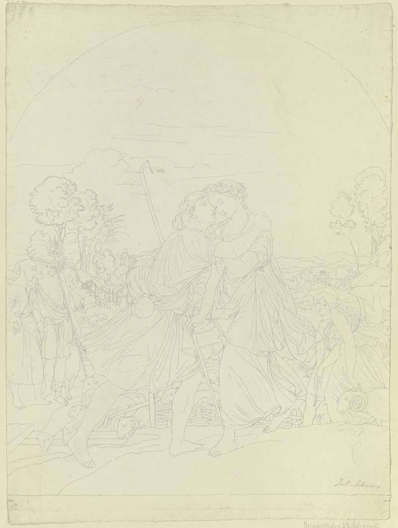 Jacob and Rachel by Julius Schnorr von Carolsfeld, 1820-1821 — digital art print download