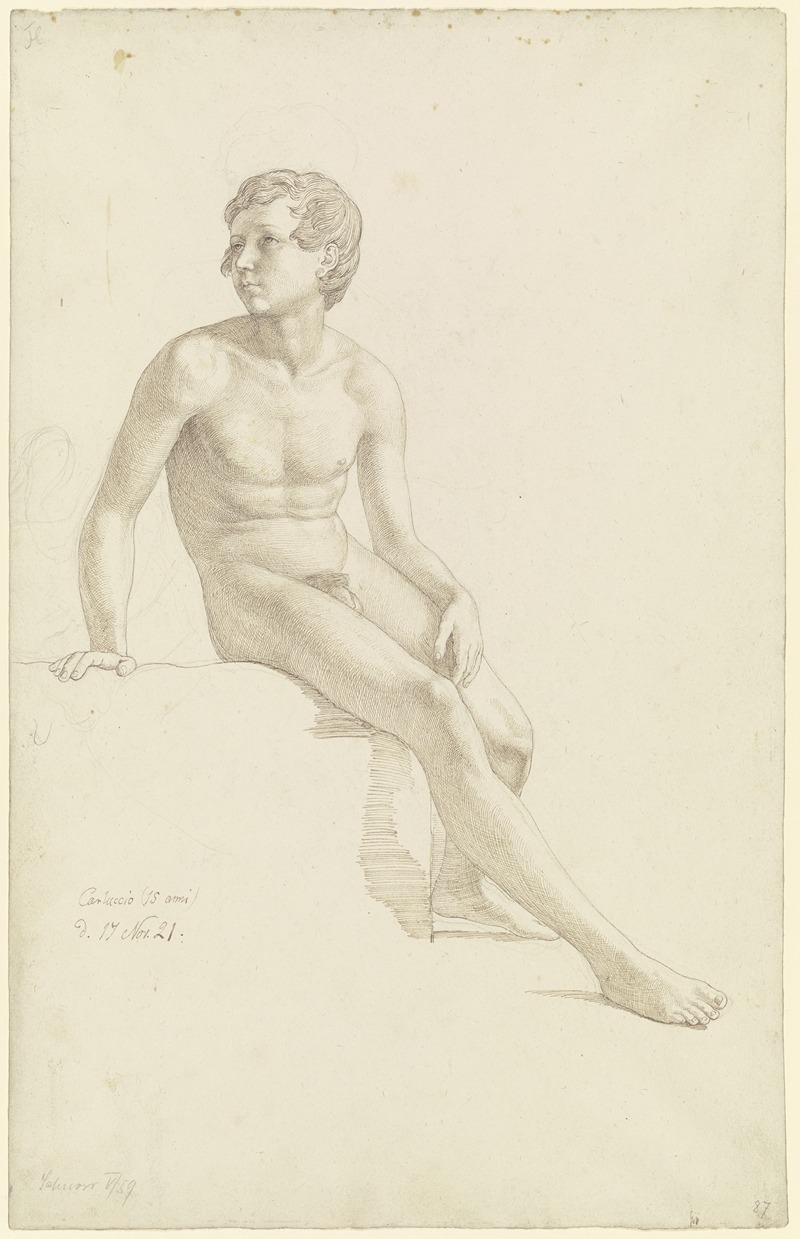 Nude of a sitting boy — Julius Schnorr von Carolsfeld