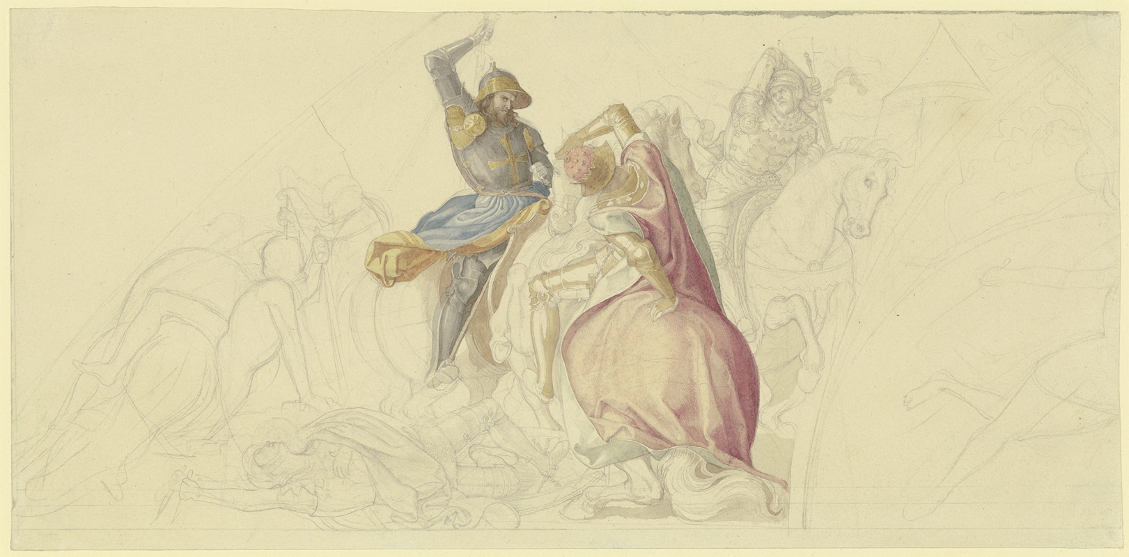 Roland erschlägt Agramant — Julius Schnorr von Carolsfeld