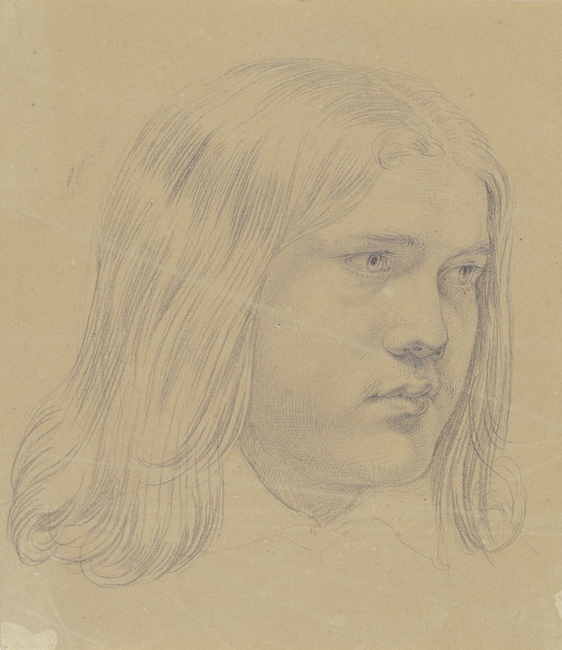 Jünglingskopf mit langem Haar by Carl Barth — digital art print download