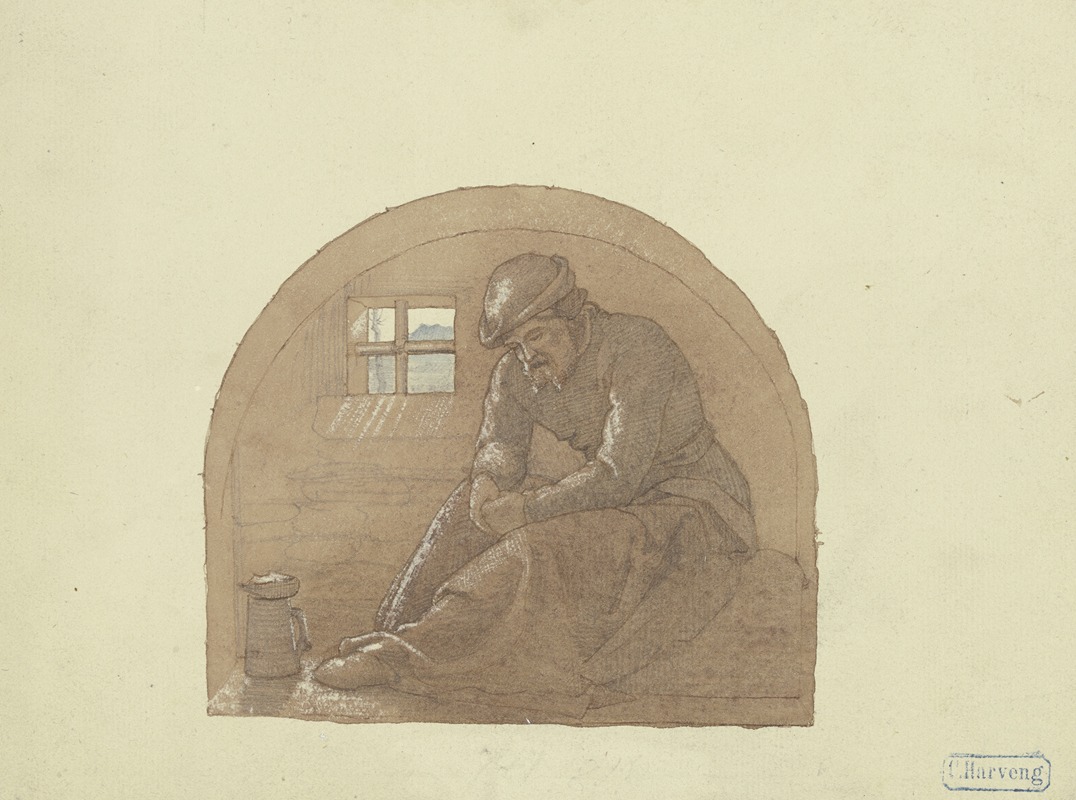 Old man in prison by Карл Фридрих Харвенг — digital art print download