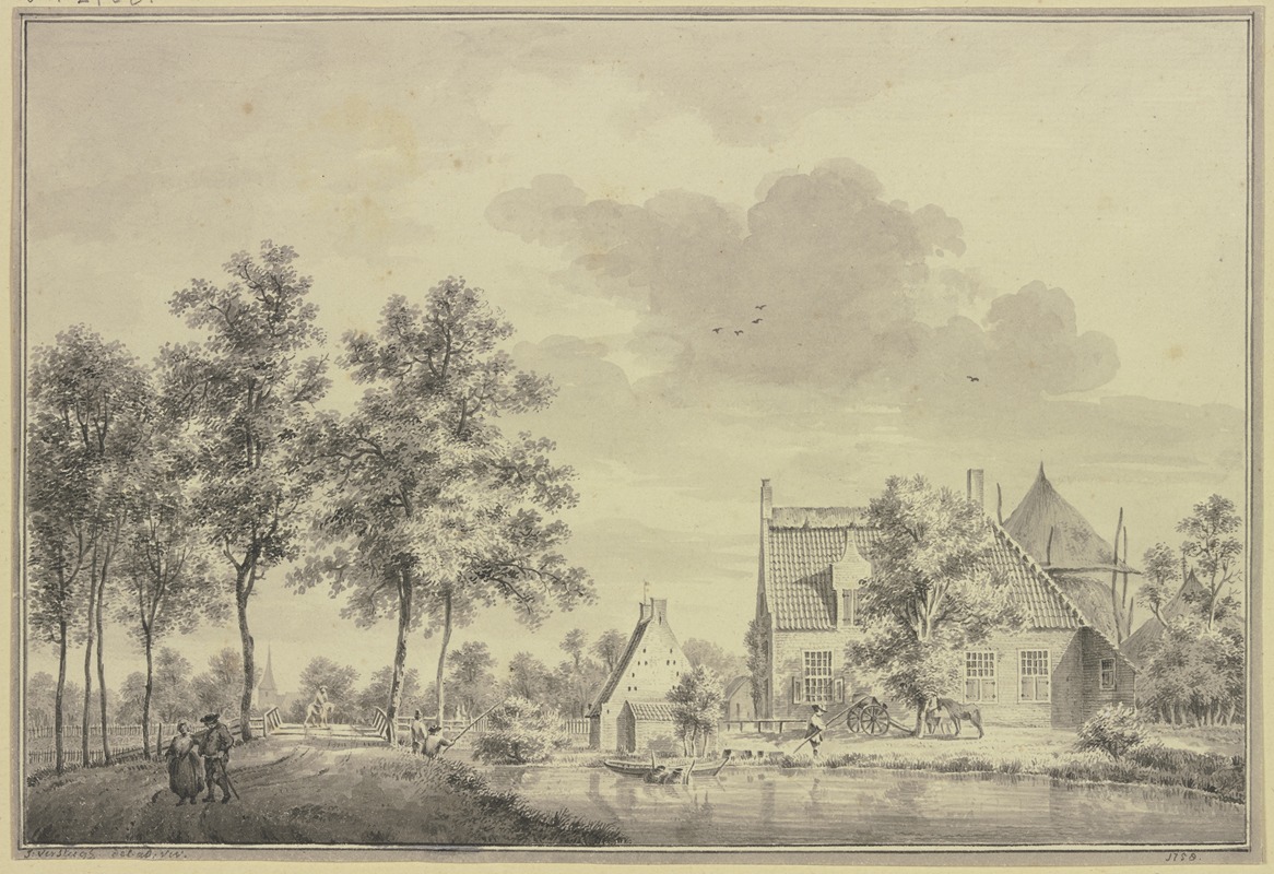 De Hamse brug by Thiel by Jakob Versteegs, 1750 — digital art print download