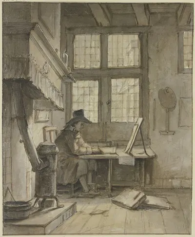 Ein Maler in seinem Atelier by Jan Hulswit — digital art print download