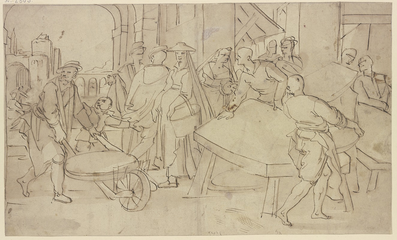 Market scene by Jan van de Velde II — digital art print download