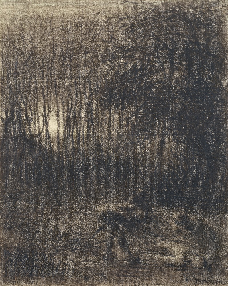 Nocturnal Scene in a Forest by Жан-Франсуа Миле — digital art print download