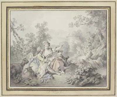 Shepherd Scene by Жан-Батист Уэ, 1780 — digital art print download