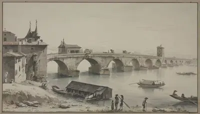 Вид с моста Гийотьер в Лионе by Жан-Жак де Буассье, 1760 — digital art print download