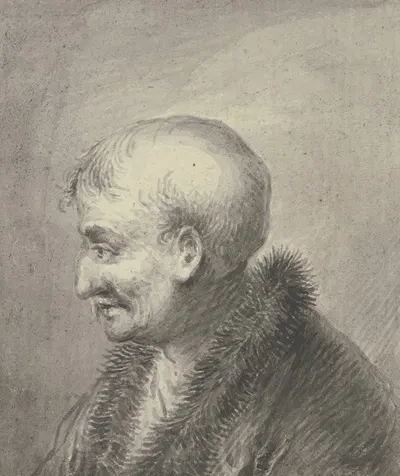 Brustbild eines kahlköpfigen alten Mannes, im Profil nach links by Johann Andreas Benjamin Nothnagel — digital art print…