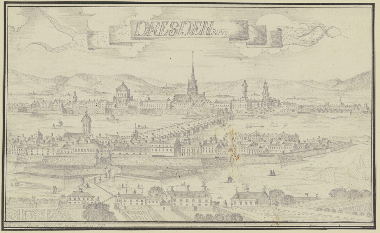 Ansicht von Dresden von Osten by Johann Baptist Reiser, 1770 — digital art print download