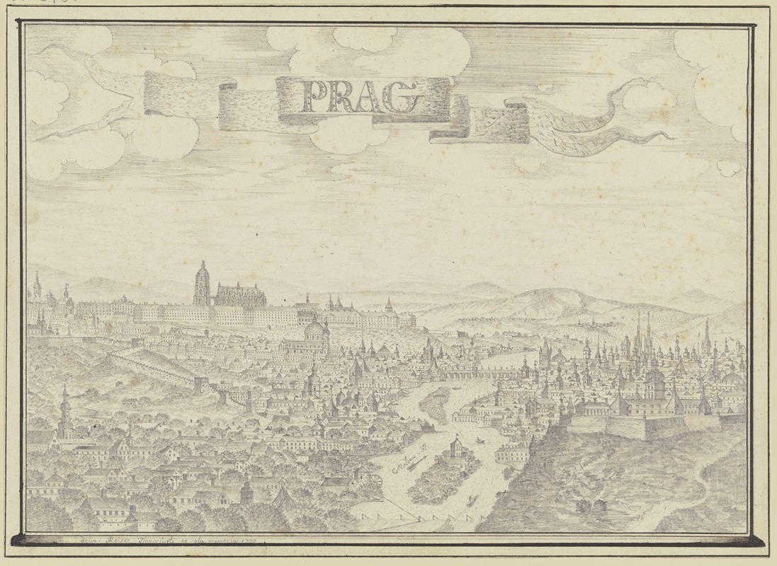 Ansicht von Prag mit der Moldau by Johann Baptist Reiser, 1770 — digital art print download