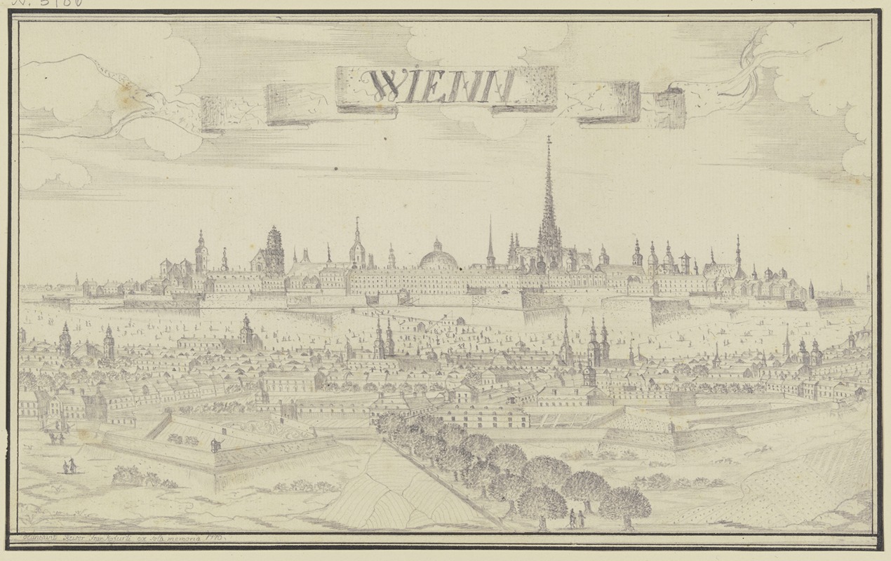 Ansicht von Wien by Johann Baptist Reiser, 1770 — digital art print download