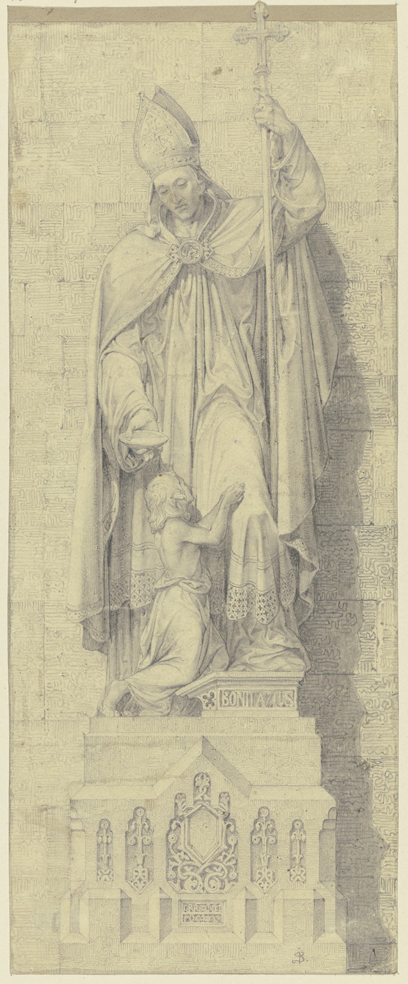Statue des Heiligen Bonifazius by Иоганн Баптист Шолль Младший — digital art print download