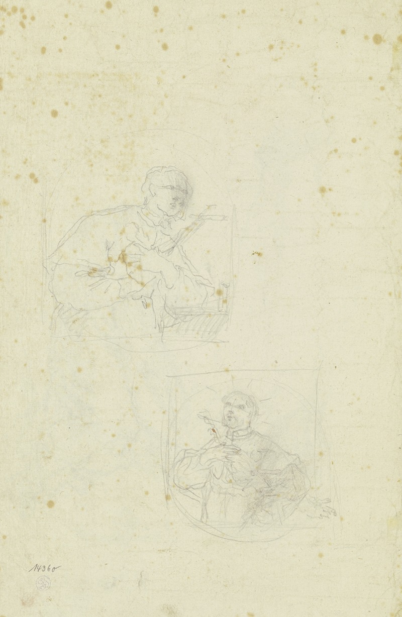 Zwei Halbfiguren von Heiligen mit Kruzifix — Johann Baptist Zimmermann