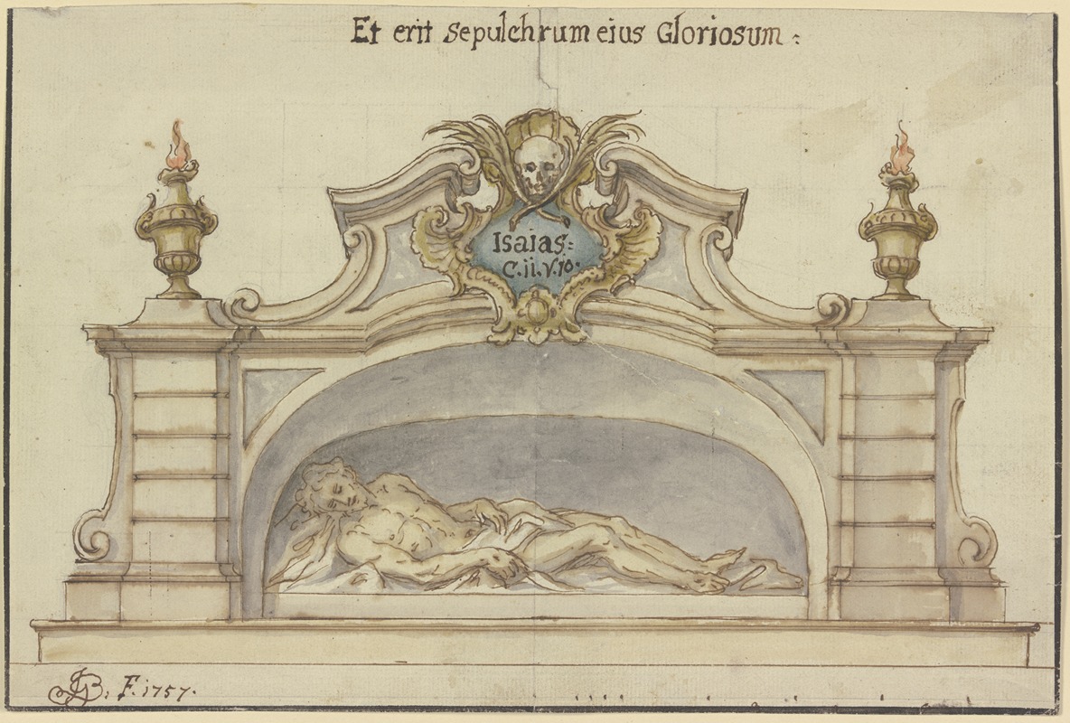 Christ in the tomb by Johann Georg Bergmüller, 1757 — digital art print download
