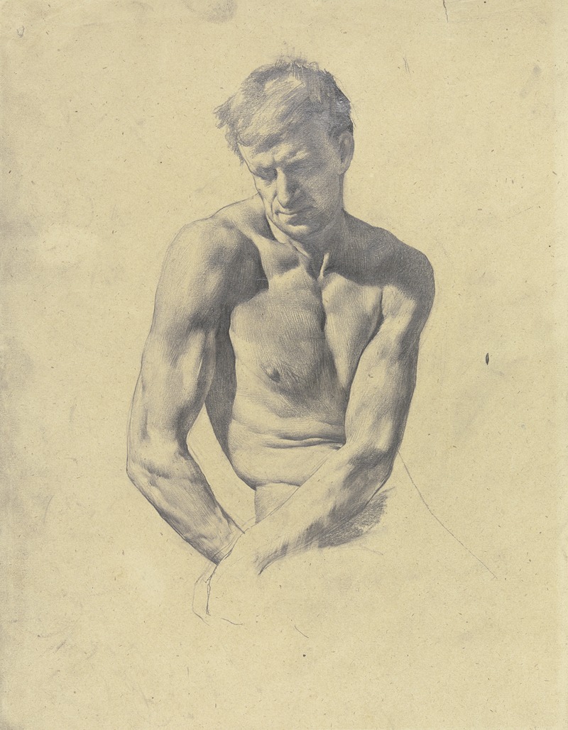 Male semi-nude by Карл Штауфер-Берн — digital art print download