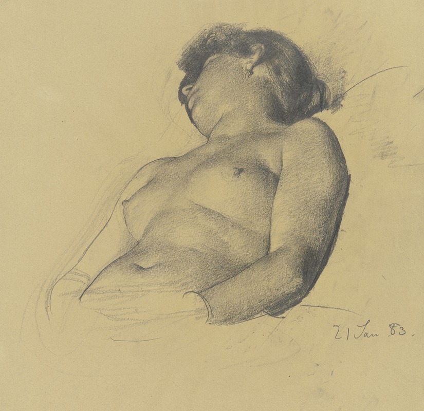 Weiblicher Halbakt einer Schlafenden by Карл Штауфер-Берн, 1883 — digital art print download