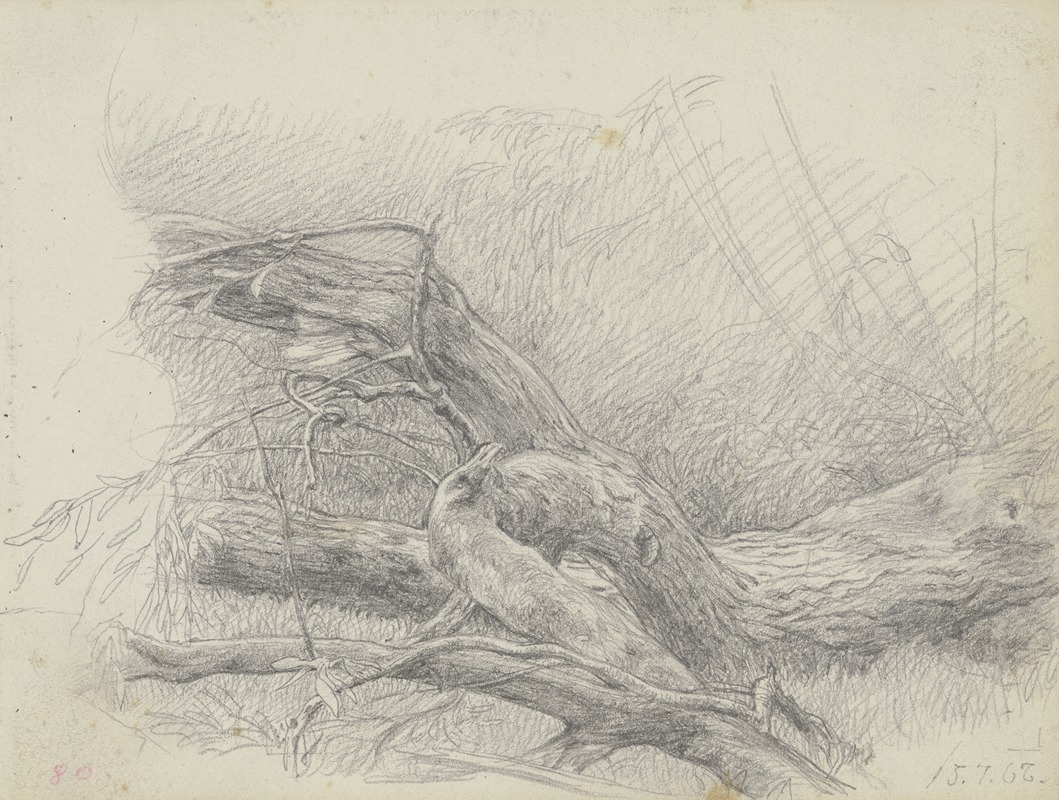 Fallen over tree trunk by Louis Eysen, 1867 — digital art print download