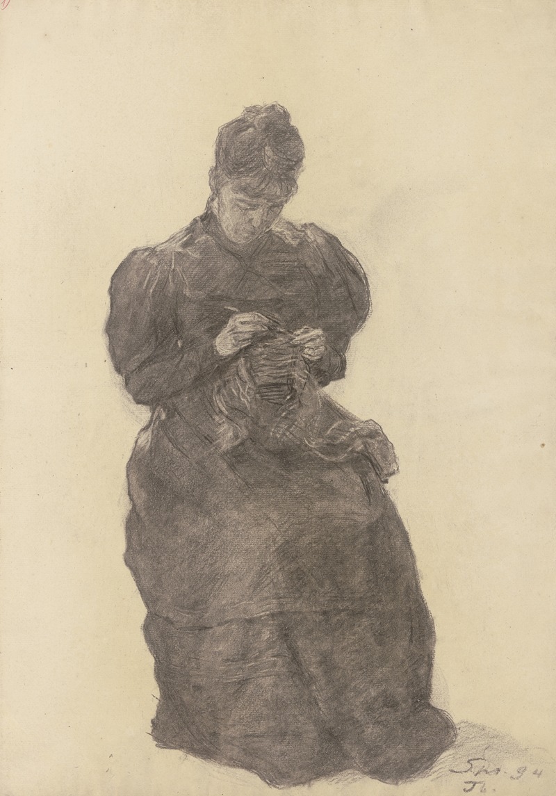 Mary Eysen crocheting by Луи Эйзен, 1894 — digital art print download