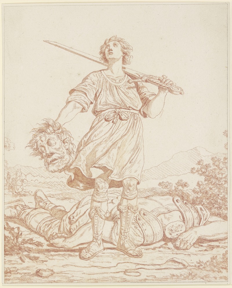 David als Sieger über den Riesen Goliath by Louis-Felix de La Rue — digital art print download